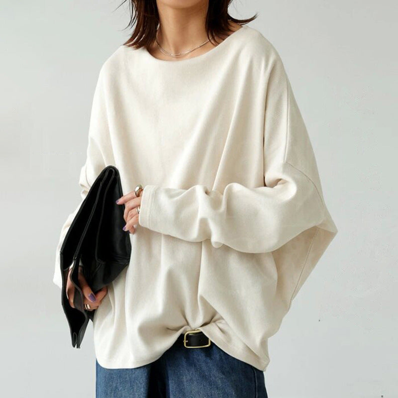 Women's Long-sleeved T-shirt Solid Color Loose Top