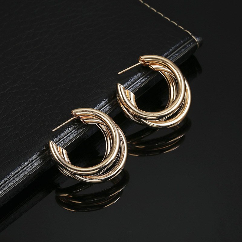 Metal Ring Ear Buckle Earrings