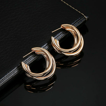 Metal Ring Ear Buckle Earrings