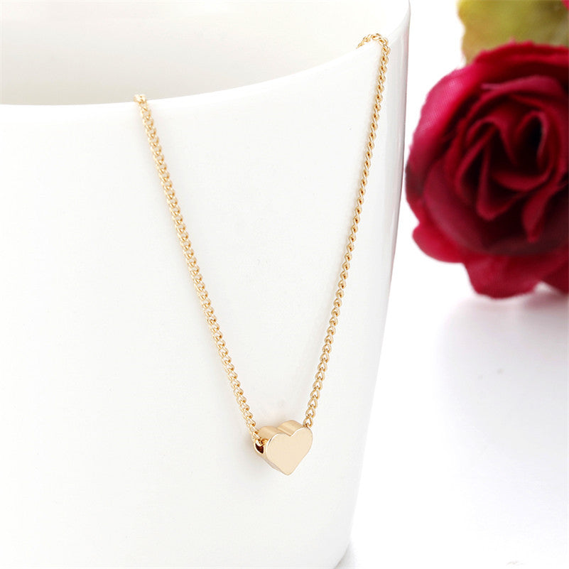 Simple Double-sided heart Pendant Chain Necklace