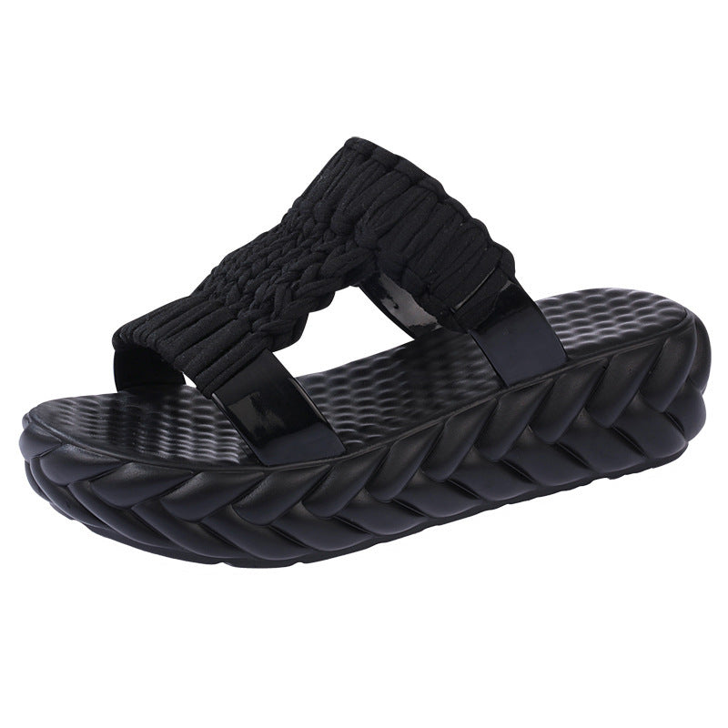 Women"s Fashionable Korean Version Thick Bottom Sponge Cake Cooler Slippers