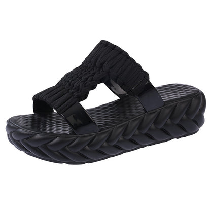 Women"s Fashionable Korean Version Thick Bottom Sponge Cake Cooler Slippers
