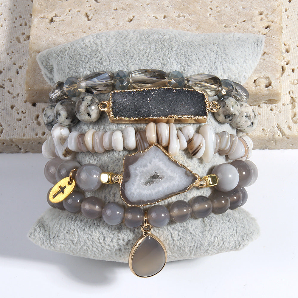 Natural Crystal Glass Crystal Cluster Bracelet