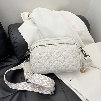 Diamond Pattern Soft Leather Shoulder Messenger Bag