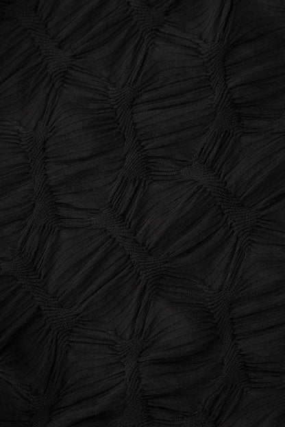 Irregular Lotus Leaf Collar Black Long Sleeve Tops