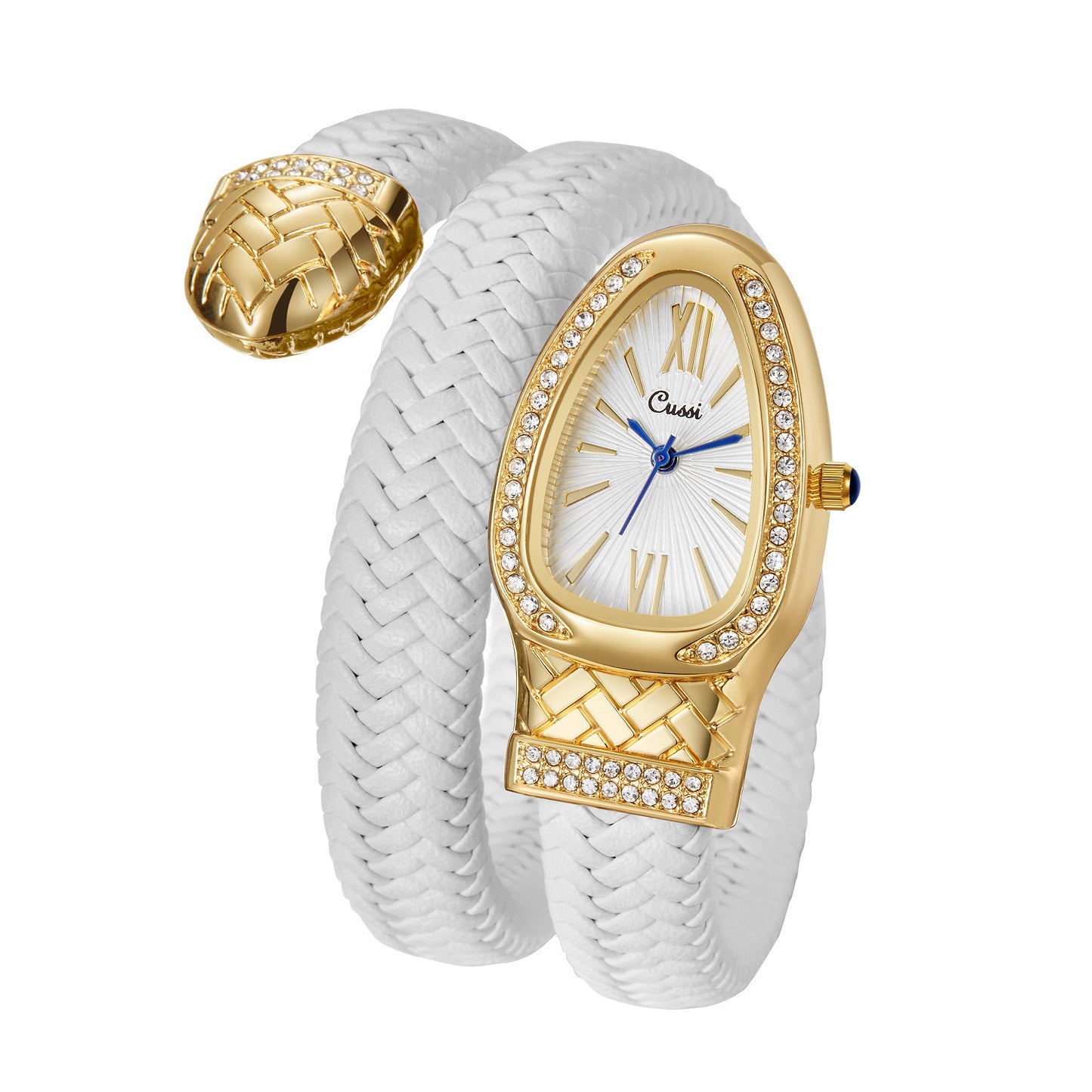 Snake design Quartz Watch Diamond Leather Strap