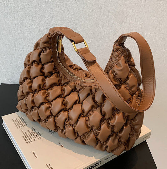 Lingge Embroidery Thread Shoulder Bag Women