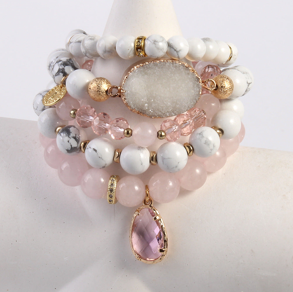 Natural Crystal Glass Crystal Cluster Bracelet