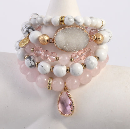 Natural Crystal Glass Crystal Cluster Bracelet