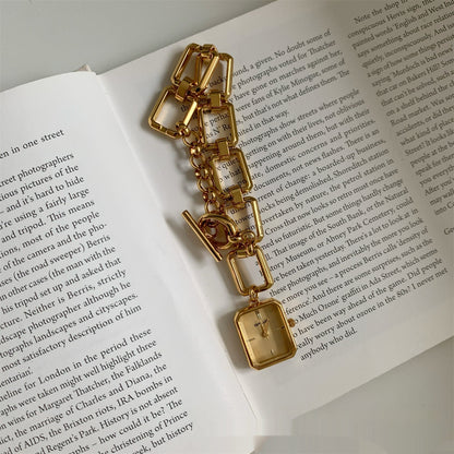 Steel Belt Chain Design Square Pendant Watch