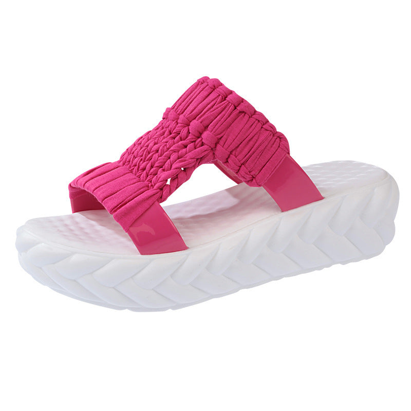 Women"s Fashionable Korean Version Thick Bottom Sponge Cake Cooler Slippers
