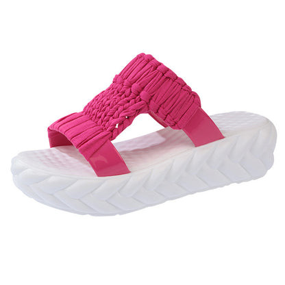 Women"s Fashionable Korean Version Thick Bottom Sponge Cake Cooler Slippers