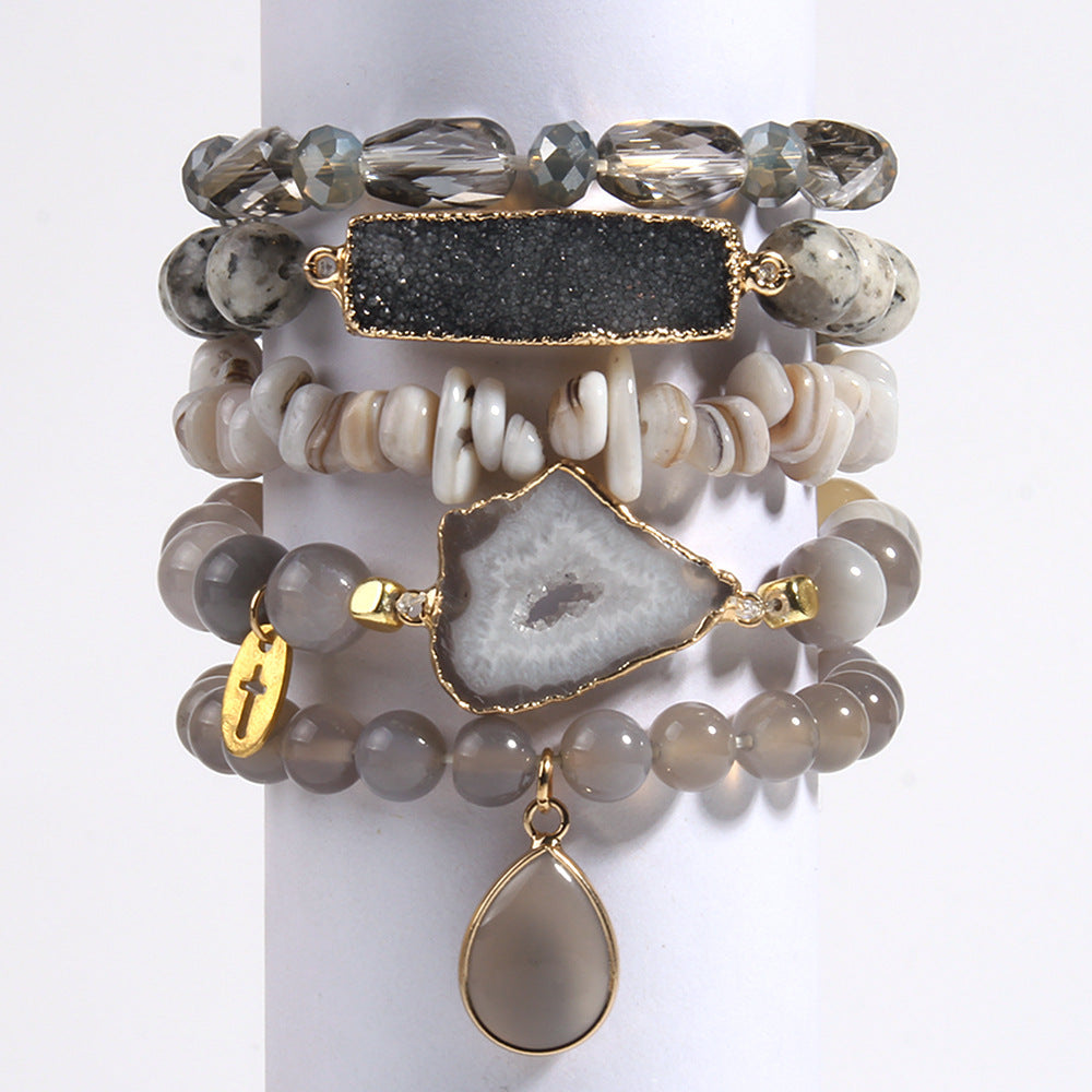 Natural Crystal Glass Crystal Cluster Bracelet