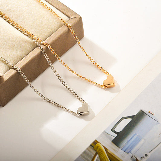 Simple Double-sided heart Pendant Chain Necklace