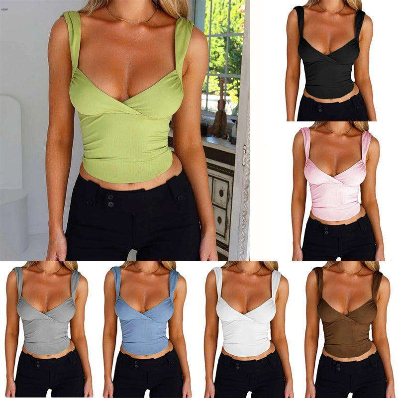 Women's Fashion Top V-neck Backless T-shirt