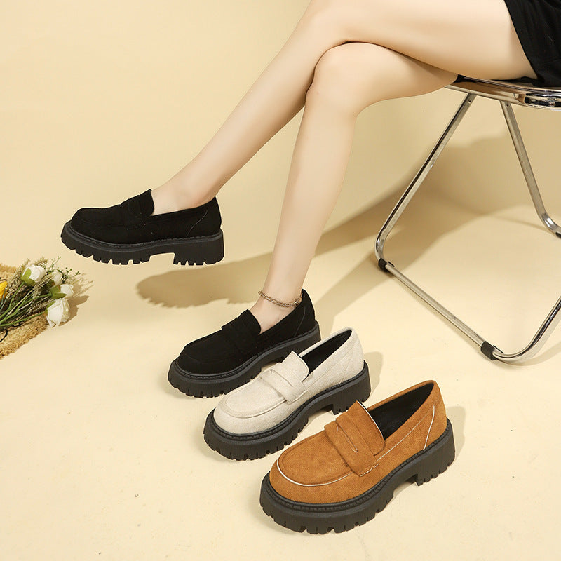 Slip-on Leather Shoe Retro Platform Casual All-matching Women