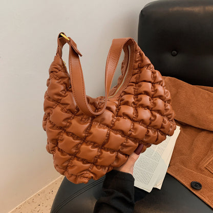 Lingge Embroidery Thread Shoulder Bag Women