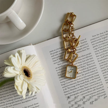 Steel Belt Chain Design Square Pendant Watch