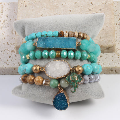 Natural Crystal Glass Crystal Cluster Bracelet