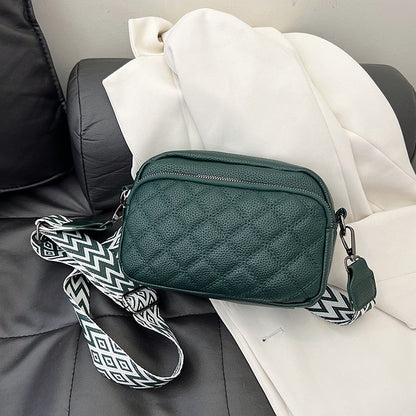Diamond Pattern Soft Leather Shoulder Messenger Bag