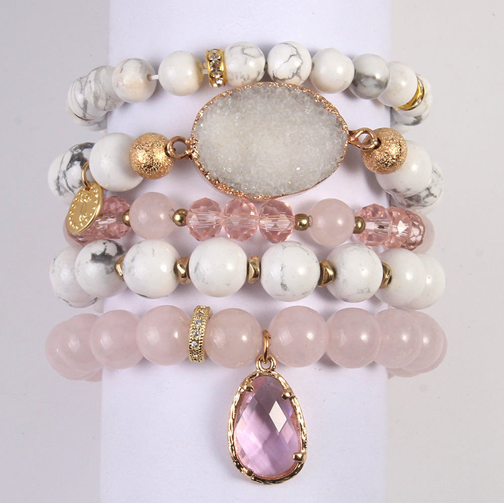Natural Crystal Glass Crystal Cluster Bracelet
