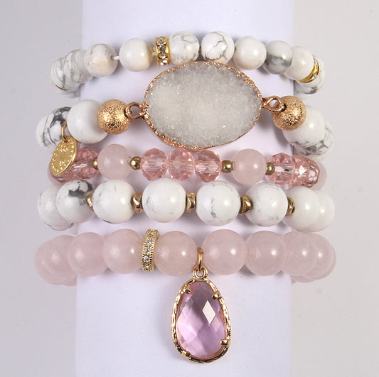 Natural Crystal Glass Crystal Cluster Bracelet
