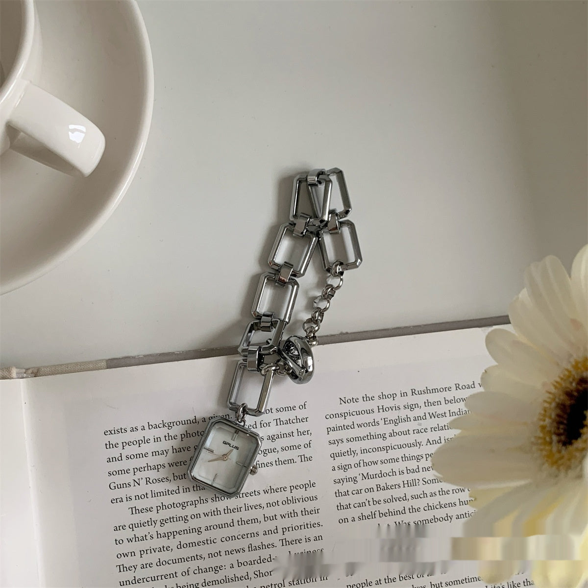 Steel Belt Chain Design Square Pendant Watch