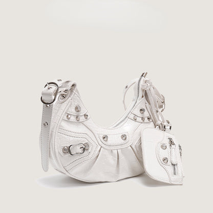 Rivet Tassel Crescent Moon Shoulder Bag
