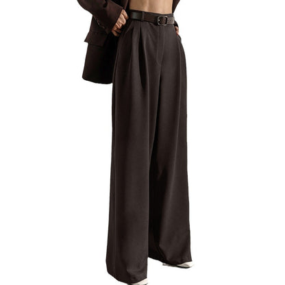 Women's Retro Classic Fashion Solid Color Loose High Waist Trousers