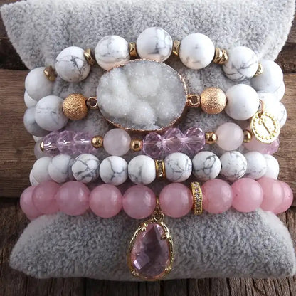 Natural Crystal Glass Crystal Cluster Bracelet