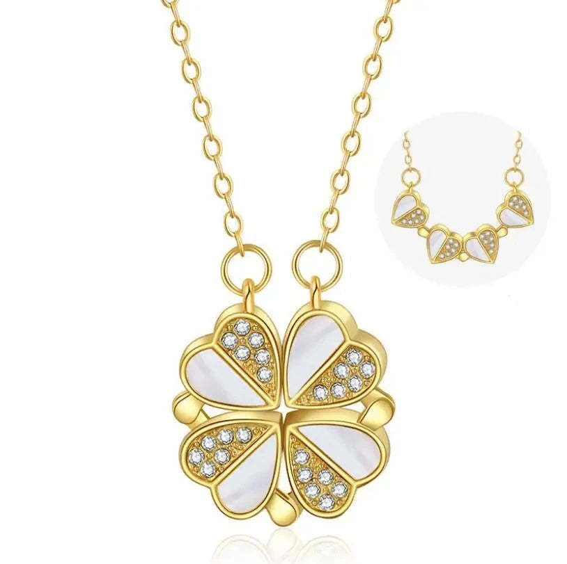 Luxury Four Leaf Clover Pendant Necklace Stainless Steel Jewelry For Women