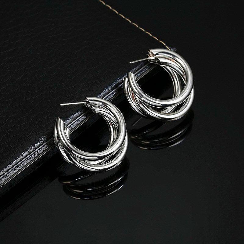 Metal Ring Ear Buckle Earrings