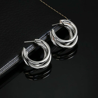 Metal Ring Ear Buckle Earrings