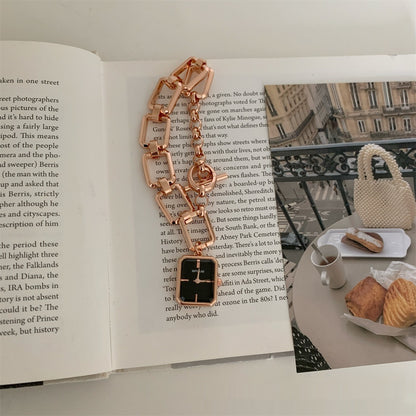 Steel Belt Chain Design Square Pendant Watch