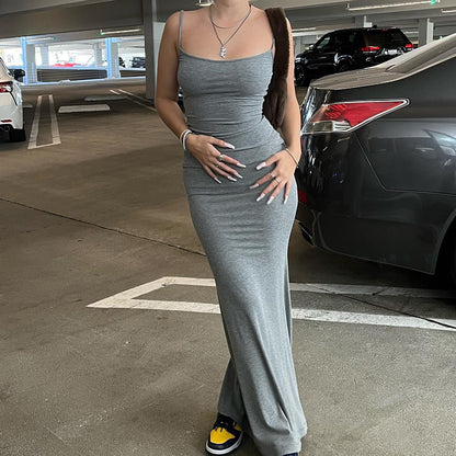 Spaghetti Strap Long Bodycon Dress
