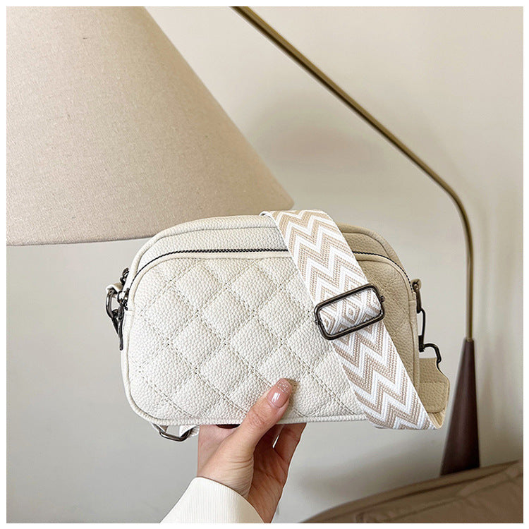 Diamond Pattern Soft Leather Shoulder Messenger Bag