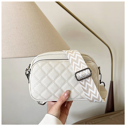 Diamond Pattern Soft Leather Shoulder Messenger Bag