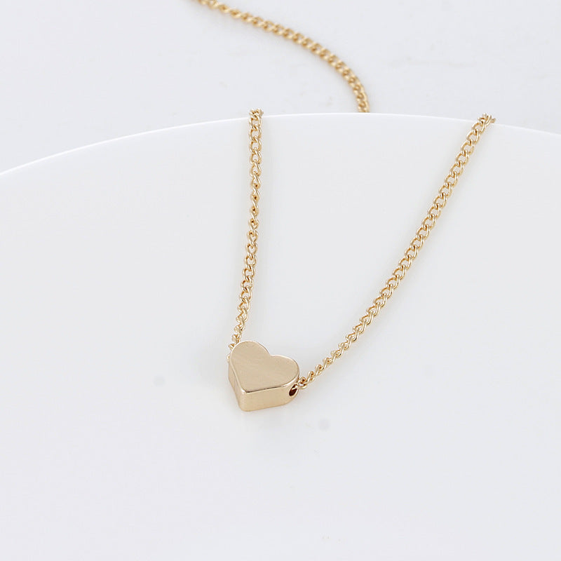 Simple Double-sided heart Pendant Chain Necklace