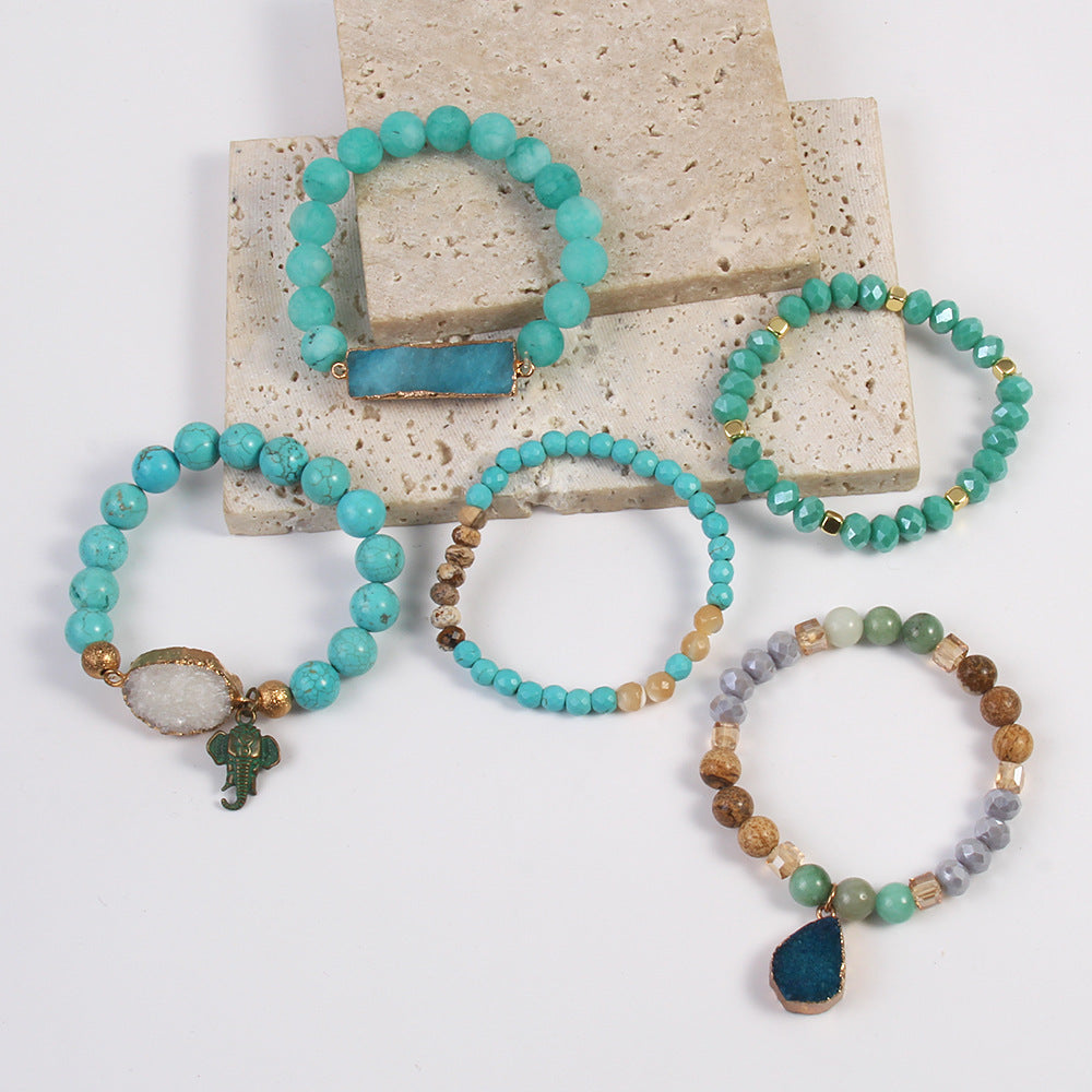 Natural Crystal Glass Crystal Cluster Bracelet