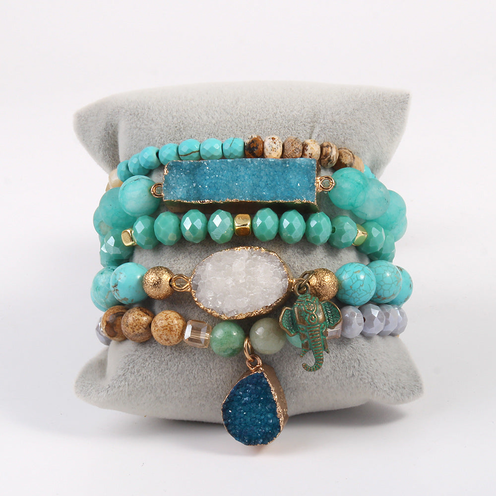 Natural Crystal Glass Crystal Cluster Bracelet