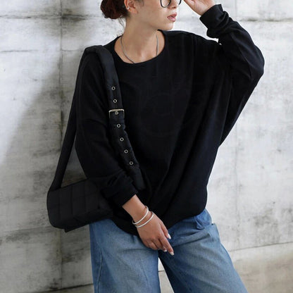 Women's Long-sleeved T-shirt Solid Color Loose Top