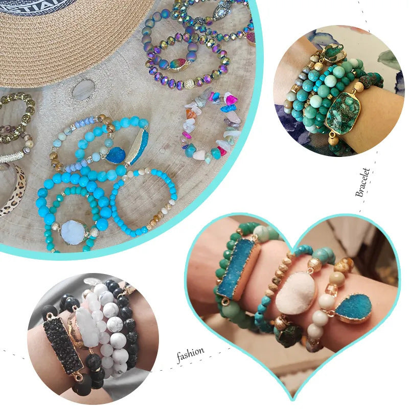 Natural Crystal Glass Crystal Cluster Bracelet