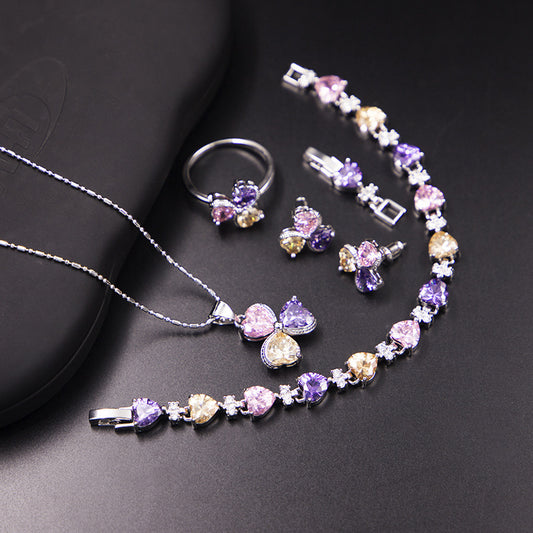 Clover Zircon Jewellery Set Women