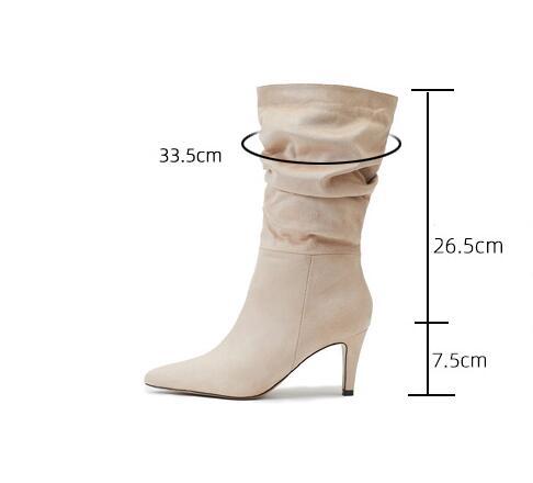 Women's Wrinkled Suede Stiletto Heel Boots