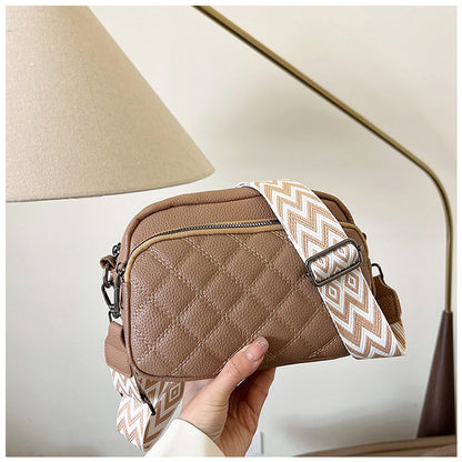 Diamond Pattern Soft Leather Shoulder Messenger Bag